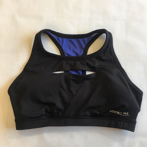 Adore Me Other - Adore Me Sami Black & Blue Racerback Sport Bra